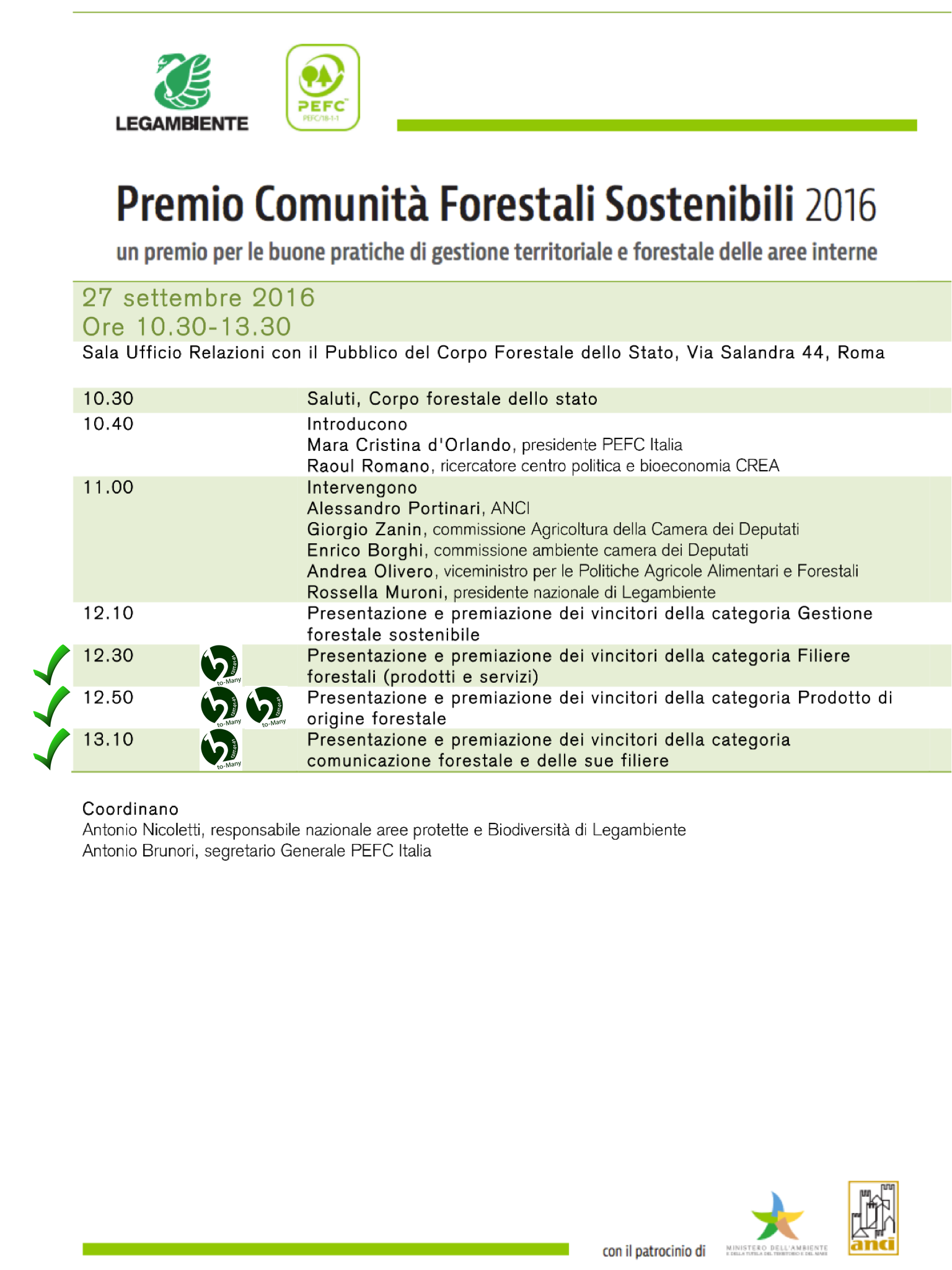 Consegna dei premi Migliori Comunità Forestali Sostenibili: Roma stiamo arrivando!